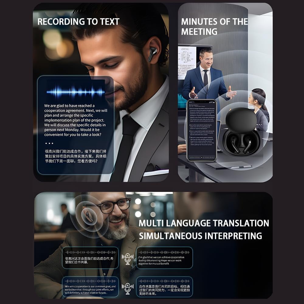 Ai Translation Earbuds Real Time,144 Language Translator Earbuds, Translating Earbuds, Bluetooth Headphones Translation Language Device for iPhone and Android Ear Bud Translator