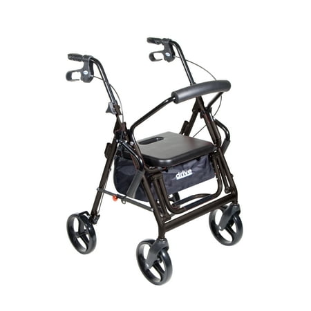 Drive medical duet dual function transport wheelchair rollator rolling walker,