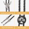thumbnail image 4 of Keyboarant 2pieces Retro Shirt Chain Bolo Collar Adjustable Made With Alloy PU Leather Rope Cow Head Bolo Tie, 4 of 6