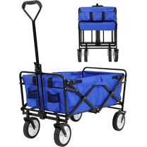 BORGEBY Foldable Wagon Cart with 330L Capacity, Heavy Duty Garden Cart for Camping, Shopping, Garden and Beach(Blue)