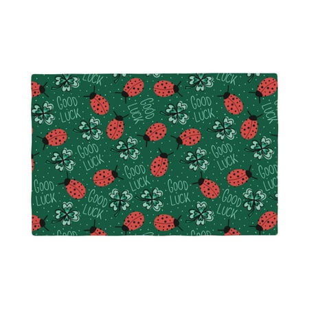 

Table Placemats Set of 6 - Good Luck Ladybug 12x18 In Faux Linen Double Heat Resistant Place Mats Cloth Indoor/Outdoor Placemats Washable Table Mats for Dining Kitchen Party