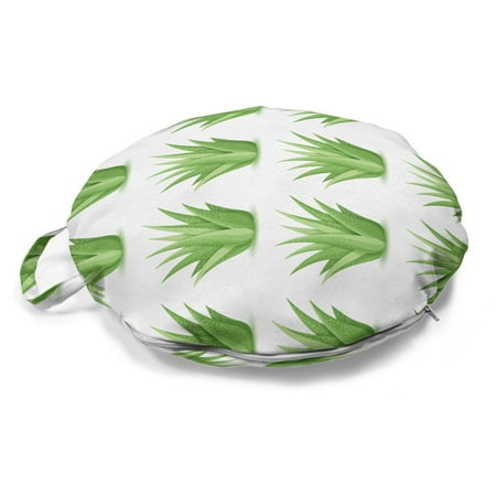 

Agave Round Floor Cushion with Handle Cacti Cactus Family Botanical Desert Flora Succulent Elements Pattern Decorative Pillow for Living Room & Dorms 18 Round White Pistachio Green by Ambesonne