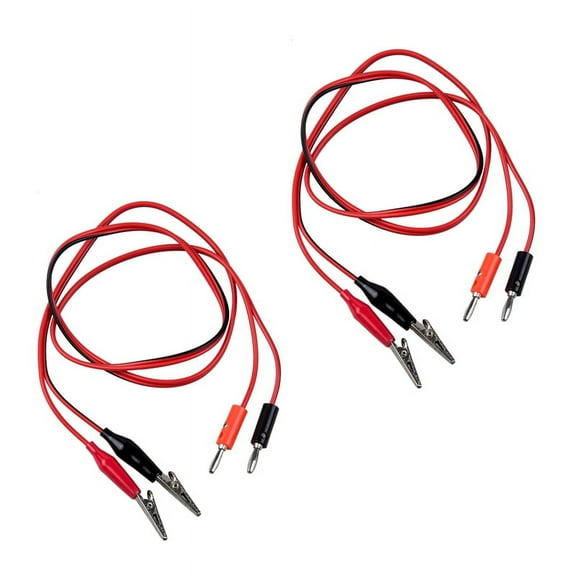 2X Alligator Clip to Banana Plug Probe Cable Test Lead 90cm 3Ft,2 x Alligator Clip Test Lead,Black& Red