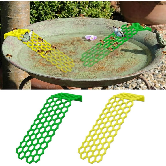 2 Pack Floating Bee Ladder Use for Bee Cups for Garden and Bird Baths, Colorful Bee Insect Waterer, Bee Waterer and Butterfly Water Stations, Bee Water Catcher for Thirsty Pollinators(Yellow&Green)
