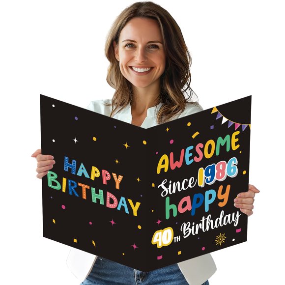 Tarjeta jumbo de 40.º cumpleaños Idealmuzik de 36 x 56 cm, extragrande