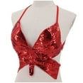 thumbnail image 6 of Mardi Gras Summer Polyester Sleeveless Carnival Sequin Tank Tops for Women Red Bandage Top Sparkly Crop Dance Vest Bra Belly Outfits Women's, 6 of 6
