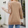 thumbnail image 5 of IROINNID Womens Sweater Round Neckline Pullover Sweater Color Block Loose Mid-Length Long Sleeve Patchwork Sweater Top, 5 of 6
