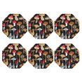 thumbnail image 2 of Bingfone Vintage Various Mushrooms Leather Drinks Coasters With Set Of 6,Suitable For Home Kitchen,Coffee Cup Coasters Home Gift, 2 of 9