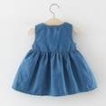 thumbnail image 3 of Toddler Girl Dress Baby Summer Casual Sleeveless Solid Buttons Holiday Beach Denim Dress Girls' Dresses Blue 2-3 Years, 3 of 6