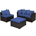 thumbnail image 4 of Costway 4PCS Patio Rattan Furniture Set Sofa Ottoman Cushion Garden Deck Navy, 4 of 10