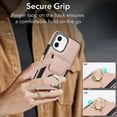 thumbnail image 3 of Wallet Case Compatible with iPhone 11 with Card Holder, 360° Rotation Finger Ring Kickstand PU Leather Stretchy Fabric Cover Drop Protection with Magnetic Snap Case Cover, Rosegold, 3 of 8