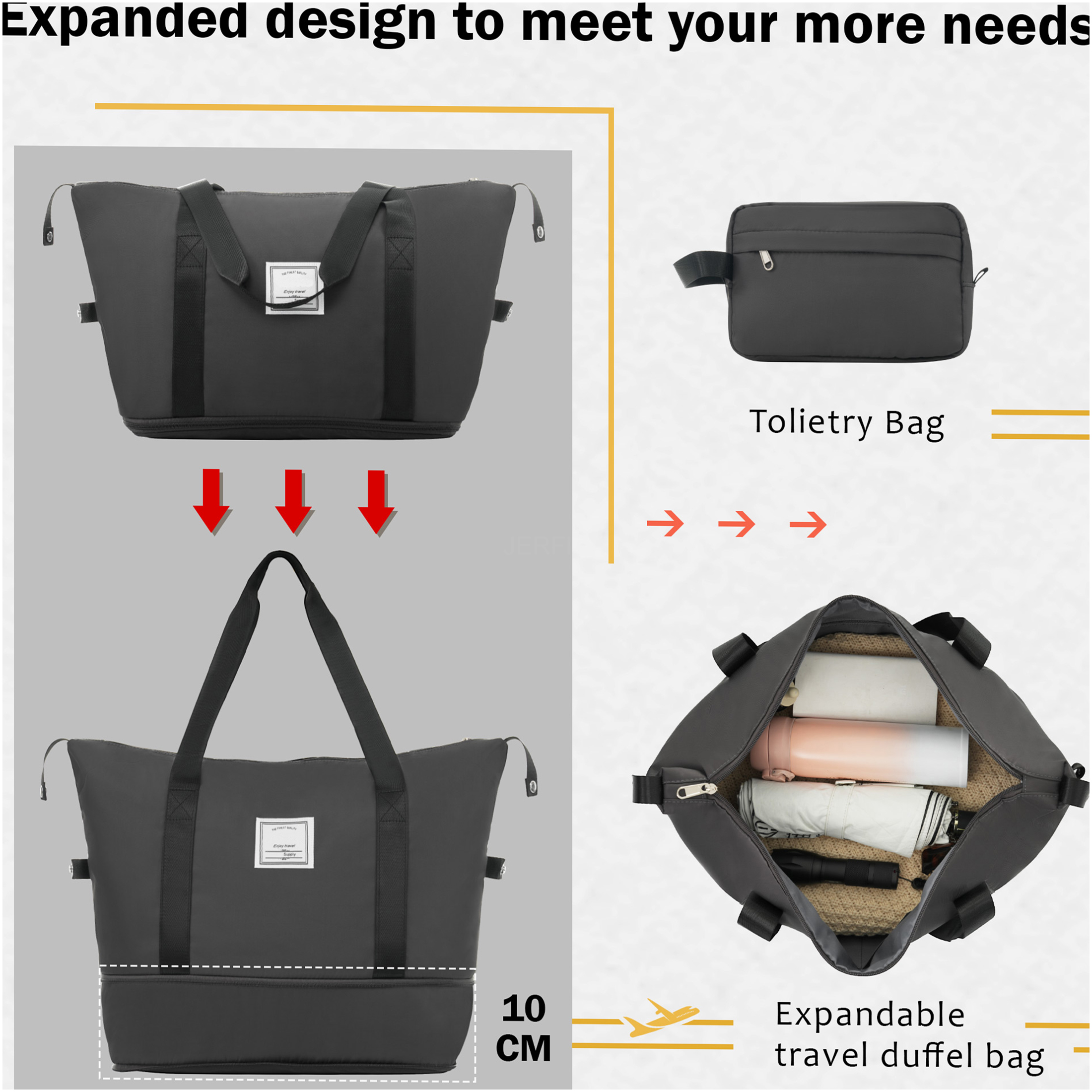 JERFIT 2-Piece Expandable Hard Shell Spinner Luggage Set, TSA Lock, Lightweight ABS Suitcases, 20" & 28" Carry On Check in, Dark Gray