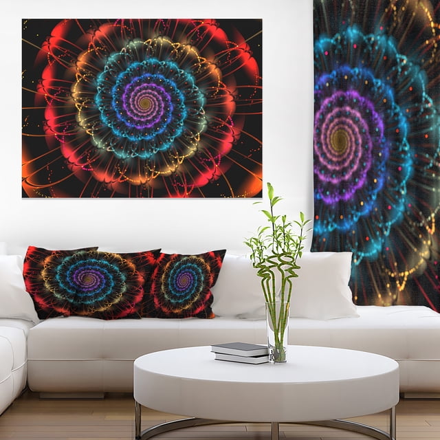 Fleur Spirale Abstraite Rouge Bleue - Art sur Toile Abstrait Surdimensionné