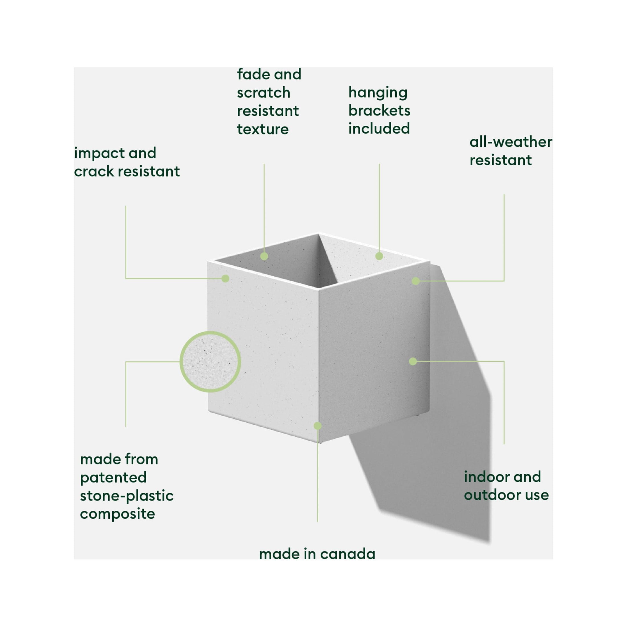 Veadek Geo Series Cube Hanging 5" Planter - 2-Pack White