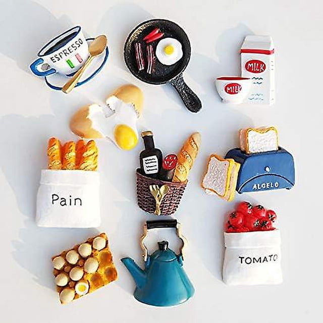 Juego de imanes para nevera de 10 Uds., pegatinas para refrigerador con imán de resina 3d, imanes bonitos en forma de comida, pegatinas para nevera para el hogar