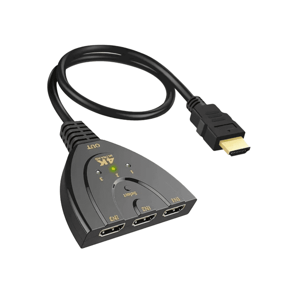 HDMI Switch 4K@60Hz HDMI Cable Splitter 3 In 1 Out, 3 Ports HDMI Switcher Support 4K 3D 1080P HDCP2.2, HDR Wired screen splitter for HDTV, PS5, Xbox, Roku, DVD, Projectors