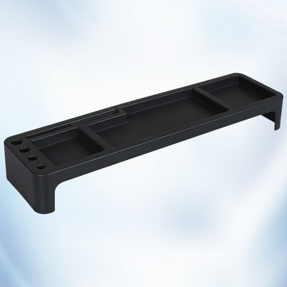 HOOWIFFY Black Keyboard Shelf Organizer Storage Desk Unit, Space-Saving Desktop Storage Solution for Office and Home