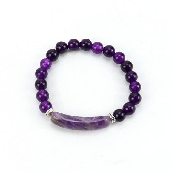 Zhuge Handmade Beaded Bracelet, Suitable for Men and Women, Natural Stone Ball Bracelet Elastic String Natural Crystal Bracelet (Purple)
