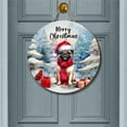 thumbnail image 2 of Merry Christmas Pug Enjoys Woofmas Winter Xmas Holiday Round Wood Sign Dog Lover Gifts Hanging Wall Home Decor - 02022, 2 of 5