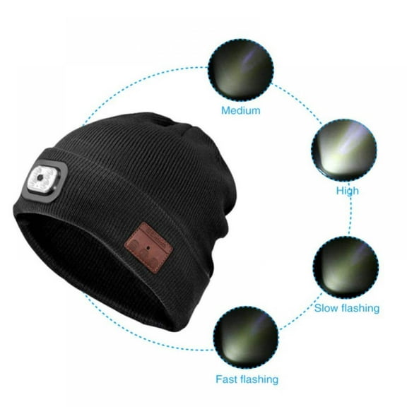 Taykoo Wireless Portable LED Headset Cap Bluetooth Earphone Music Knitted Hat With Built-in Microphone