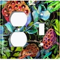 thumbnail image 4 of Metal Light Switch Plate Cover Red Lotus Pod Plant Leaves Green FLW023, 4 of 36
