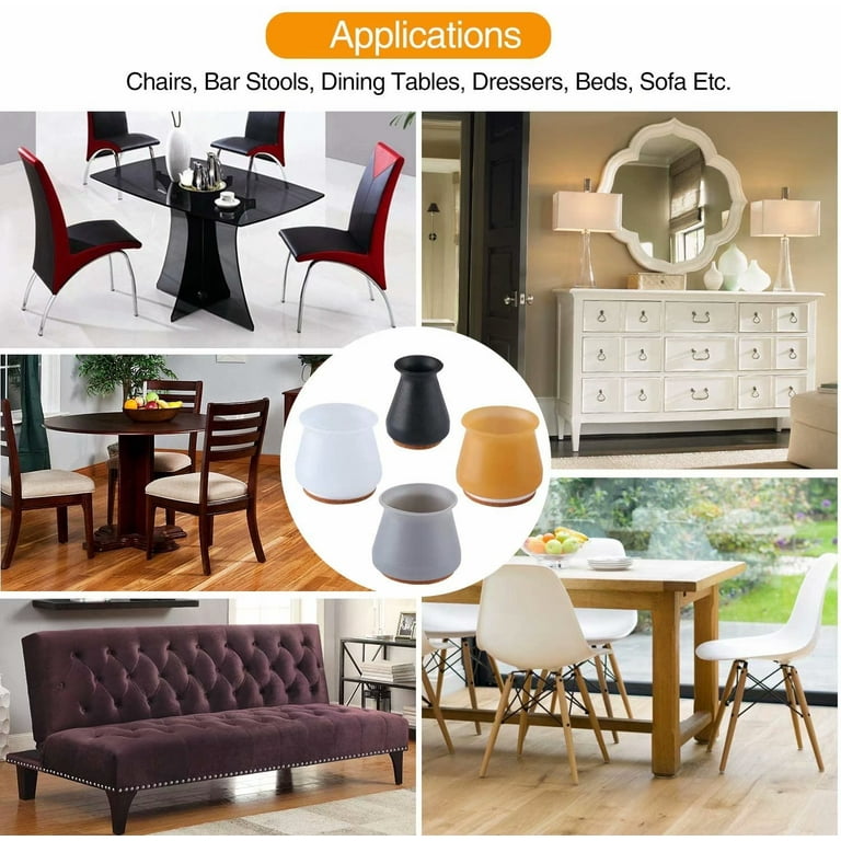 Antzzon Black Silicone Chair Leg Floor Protectors 16 Pcs Chair Leg Caps Pads