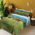 thumbnail image 3 of Ambesonne Horse Fitted & Top Sheet Set with Shams, Landscape Rural Scene, Multicolor, 3 of 5