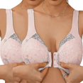 thumbnail image 1 of 2pcs Women's Front Closure Bras Wireless Plus Size Full Coverage Lace Bra Seamless Push Up Comfort Brassiere Racerback Bra For Everyday Yoga, 1 of 5