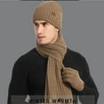 thumbnail image 5 of SERTG Men's Winter Knitted Warm Gloves,Hat,Scarf 3 PC Set Thick Hat Fashion Comfortable Soft Outdoor Hat Set(Coffee,Free Size), 5 of 6