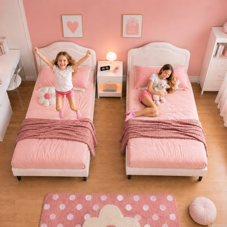 Patbrela Twin Bed, Cloud Headboard with LED Light photo 4