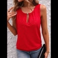 thumbnail image 4 of Blusas de Verano con Ojales para Mujer, Camisetas Sin Mangas con Cuello Redondo, Camisetas para Mujer Rojo L, 4 of 9