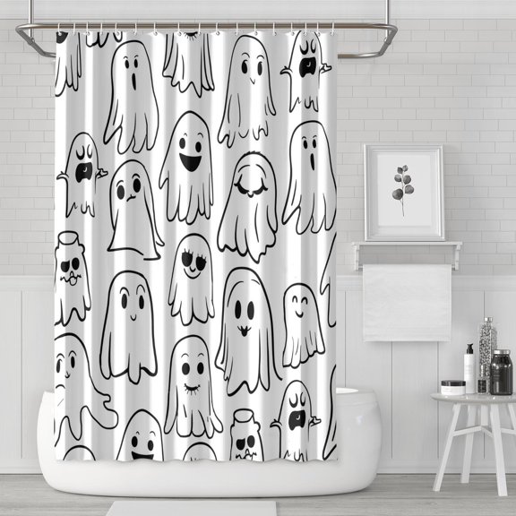 Halloween Pumpkin Shower Curtain,Orange Pumpkin Spooky Ghost Bathroom Curtains Hotel Luxury Style Bathroom Curtains for Apartment Bathroom Decor Halloween Christmas
