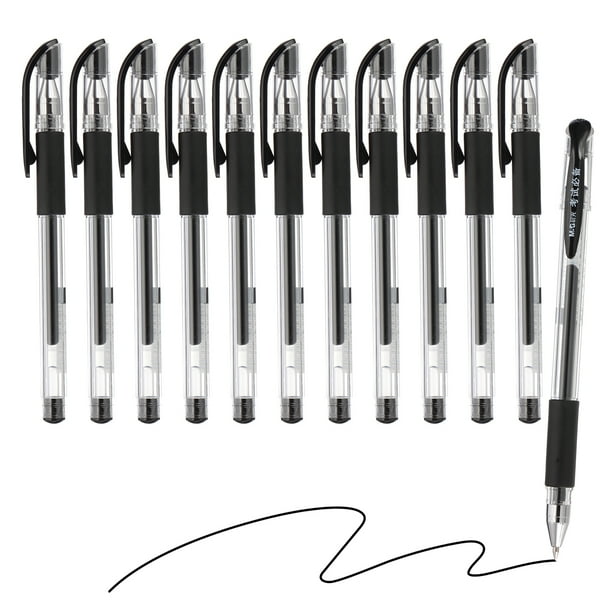 Bolígrafo de gel Uxcell de punta media de 0.5 mm, paquete de 12, bolígrafo de gel negro suave para escritura en casa y oficina, toma de notas, journaling, negocios, estilo 11