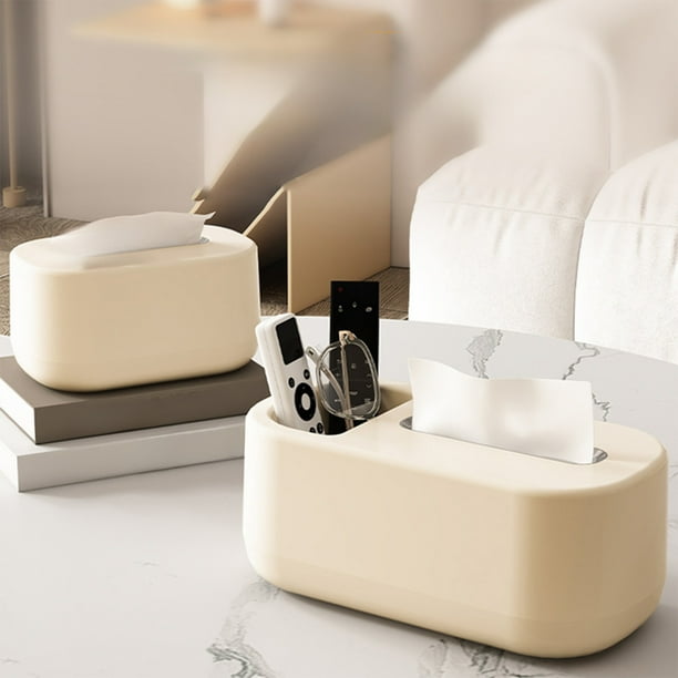 Caja organizadora multifuncional de plástico blanco para pañuelos de papel,ideal para guardar servilletas y mandos a distancia en el baño,la cocina o la oficina (1 unidad). Rkxzt