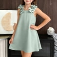 thumbnail image 2 of AINIYS Girls A-Line Dress With Crew Neck And Hidden Back Zipper Accent For Wedding Guest And Spring Outing Green 3-4 Years, 2 of 5