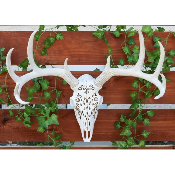 Ebros Large Filigree Buck Deer Head Skull Wall Decor Hanging Plaque 22" Wide