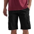 thumbnail image 6 of GrmtClth Men's Cargo Shorts Breathable Washed Cotton Fabric Button Fly Waistband Dual Flap Pocket Casual Daily Walking Outdoor Summer Wear Clothing Black 2XL, 6 of 7