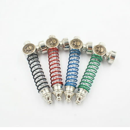 Mini LED Aluminum Alloy Skull Design Smoking Pipe Tobacco Pipe Cigarette Accessory (Button Battery