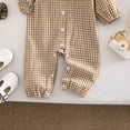 thumbnail image 7 of Xyant Baby Girl Fall Clothes Long Sleeve Romper Peter Pan Collar Jumpsuit Infant Newborn Outfits Gingham Outfit (Khaki,6-9 Months), 7 of 7