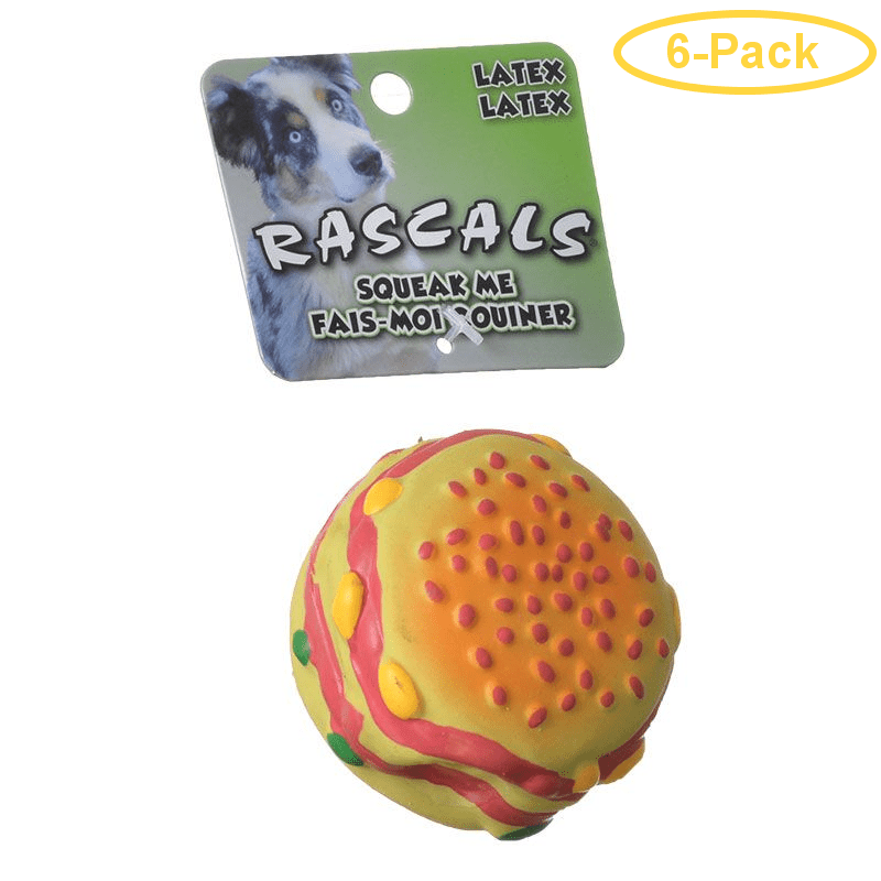 Rascals Latex Hamburger Dog Toy 2.5 Diameter - Pack of 6 - Walmart.com - Walmart.com