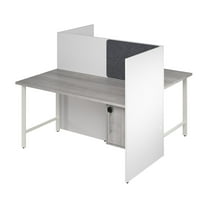 Hustle 60W 2 Person Cubicle Desk with Storage in White/Gray - Engineered Wood