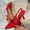🔥 Red, variant on Msgweeeg Black Heels Black Heels for Women Women's Fashionable Casual Comfortable Style Shoes Solid Color Pointed Toe Closed Toe Side Elastic Open Back Heel