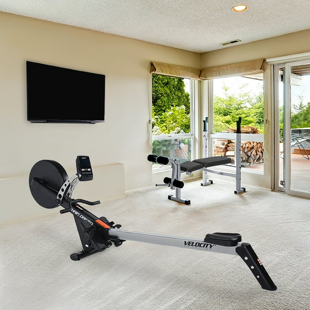 Velocity Foldable Indoor Rower with Heart Rate Monitor Walmart Business Supplies
