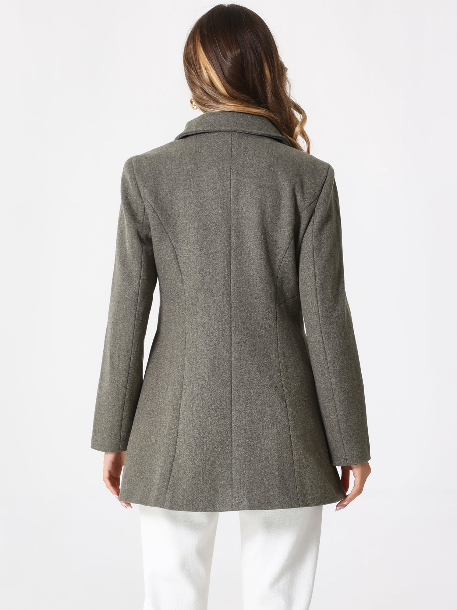 DARING DIVA Women's Peter Pan Collar Double Breasted Winter Trench Coat Dusty Dark Grey S