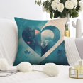 thumbnail image 2 of Happy Valentines Day Blue Series Love Heart Throw Pillow Covers 16"x16", 1 Pcs, Linen Study Sofa Cushion Cover Indoor Living Room Home Decor, 2 of 6