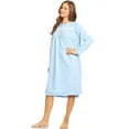 thumbnail image 2 of Lati Fashion Fleece Women Nightgown Sleepwear Pajamas Female Long Sleeve Sleep Dress Nightshirt Blue 3X, 2 of 4