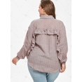 thumbnail image 3 of Camisa de algodón a cuadros de talla grande con volantes Rosegal  Suéteres Cárdigans, 3 of 5