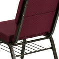 thumbnail image 6 of BizChair 18.5''W Church Chair in Burgundy Patterned Fabric with Book Rack - Gold Vein Frame, 6 of 11