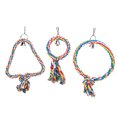 thumbnail image 2 of 3Pcs/Set  Cage Perch Stand, Bird Swing Perch Cotton Rope With Bells Two Styles Cage Perch Stand Bird Swing Toy, Cotton Rope Toy For Birds Playing Standing, 2 of 8
