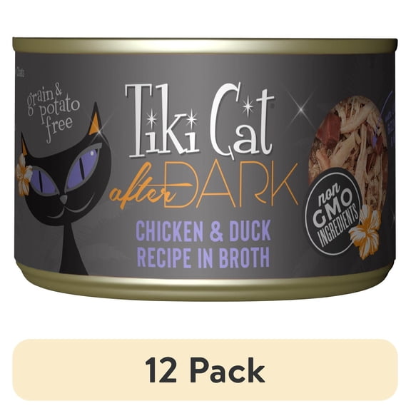 (12 pack) Tiki Cat After Dark Whole Foods Wet Cat Food, Chicken & Duck, 5.5 oz. Can
